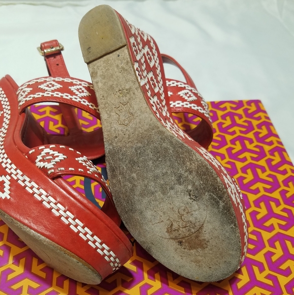 Tory Burch, Red Reena Wedge - Picture 5 of 5